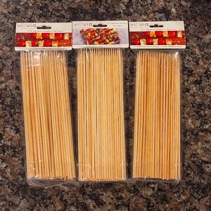 Lot of 3 new Viovia 10 in bamboo skewers 100 count each package total 300 skewer